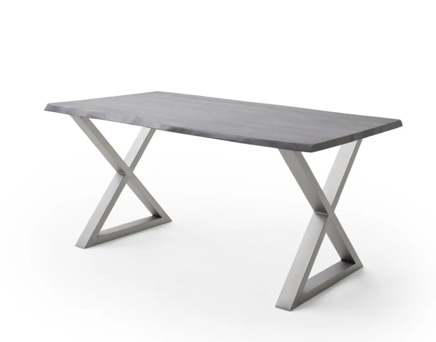 Esstisch Calabria | Akazie massiv | X-Gestell Edelstahl | 160/180/200/220/240 | grau | verschiedene Größen