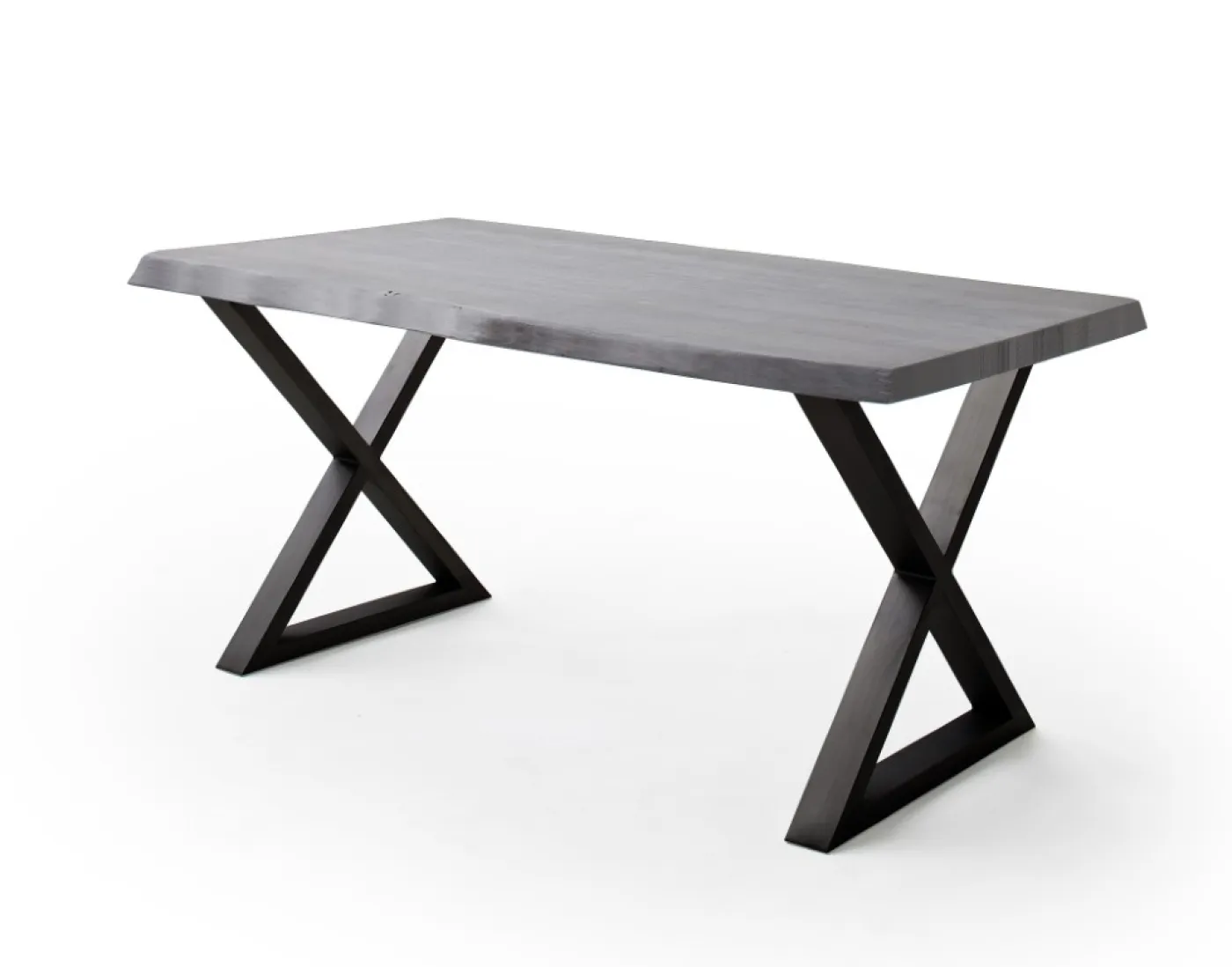Esstisch Calabria | Akazie massiv | X-Gestell | grau / anthrazit | 200 x 100 -Tischplatte 5,5 cm