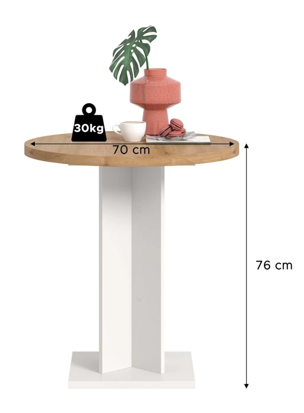 Esstisch Gustav rund | 70 cm | Artisan Eiche / weiß