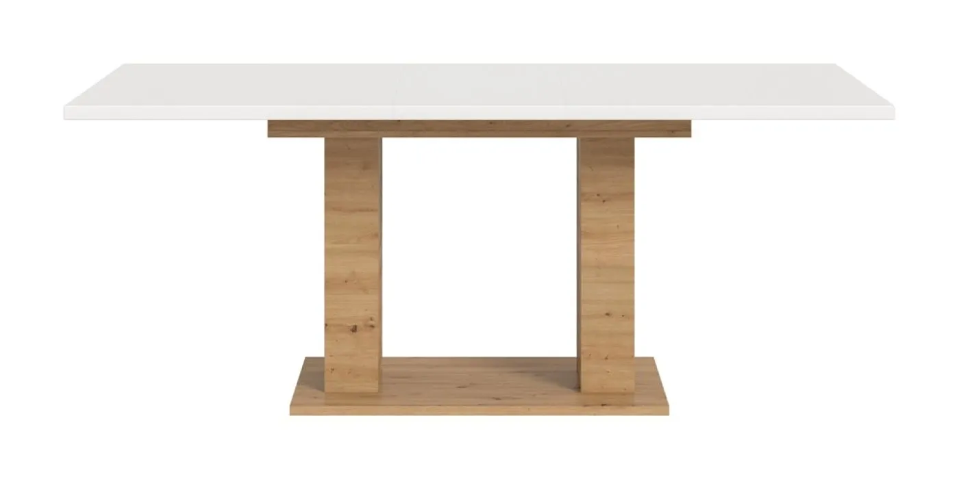 Esstisch Motion | ausziehbar | Doppelsäulen-Fußgestell | Artisan Eiche / weiß | 150(190)x90