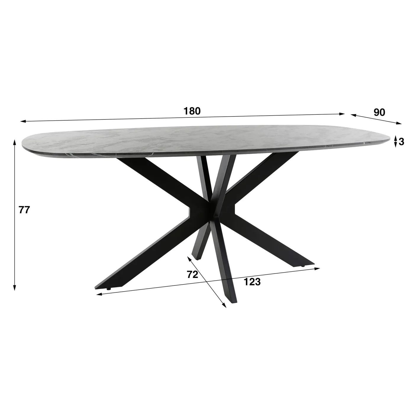 Esstisch Payson oval | Marmor Optik | 180/215 | verschiedene Größen