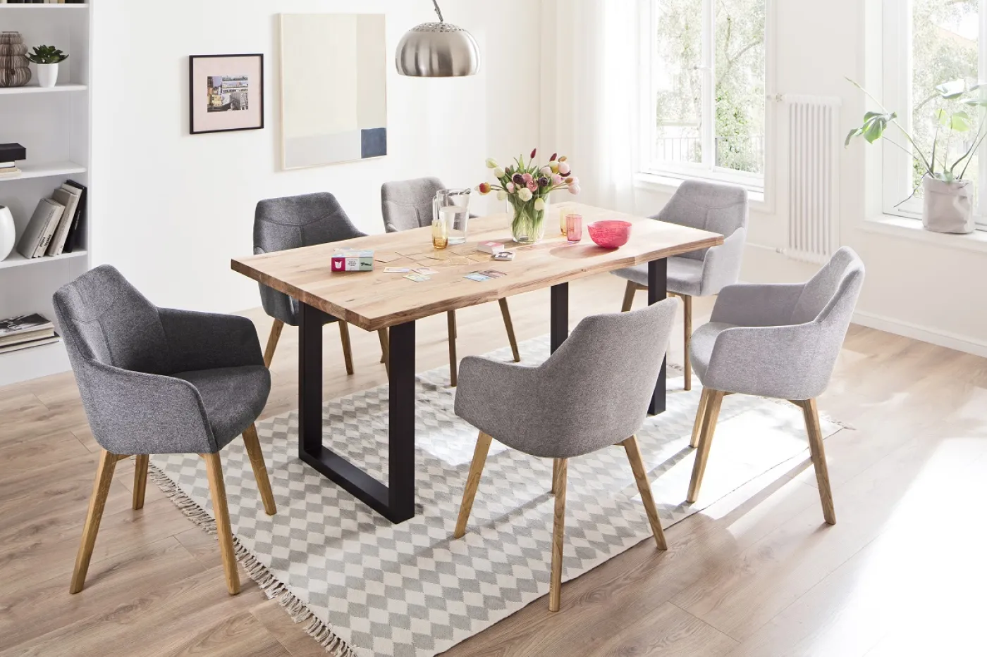 Esszimmertisch Rockford | 200 x 100 | Wildeiche massiv | U-Gestell