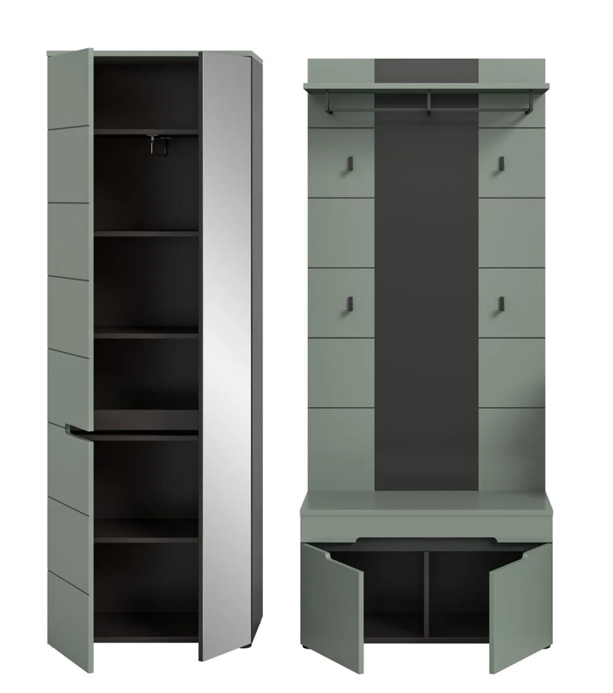 Garderoben-Set Canu 1 | Basalt grau / Smoke Green | 3-teilig