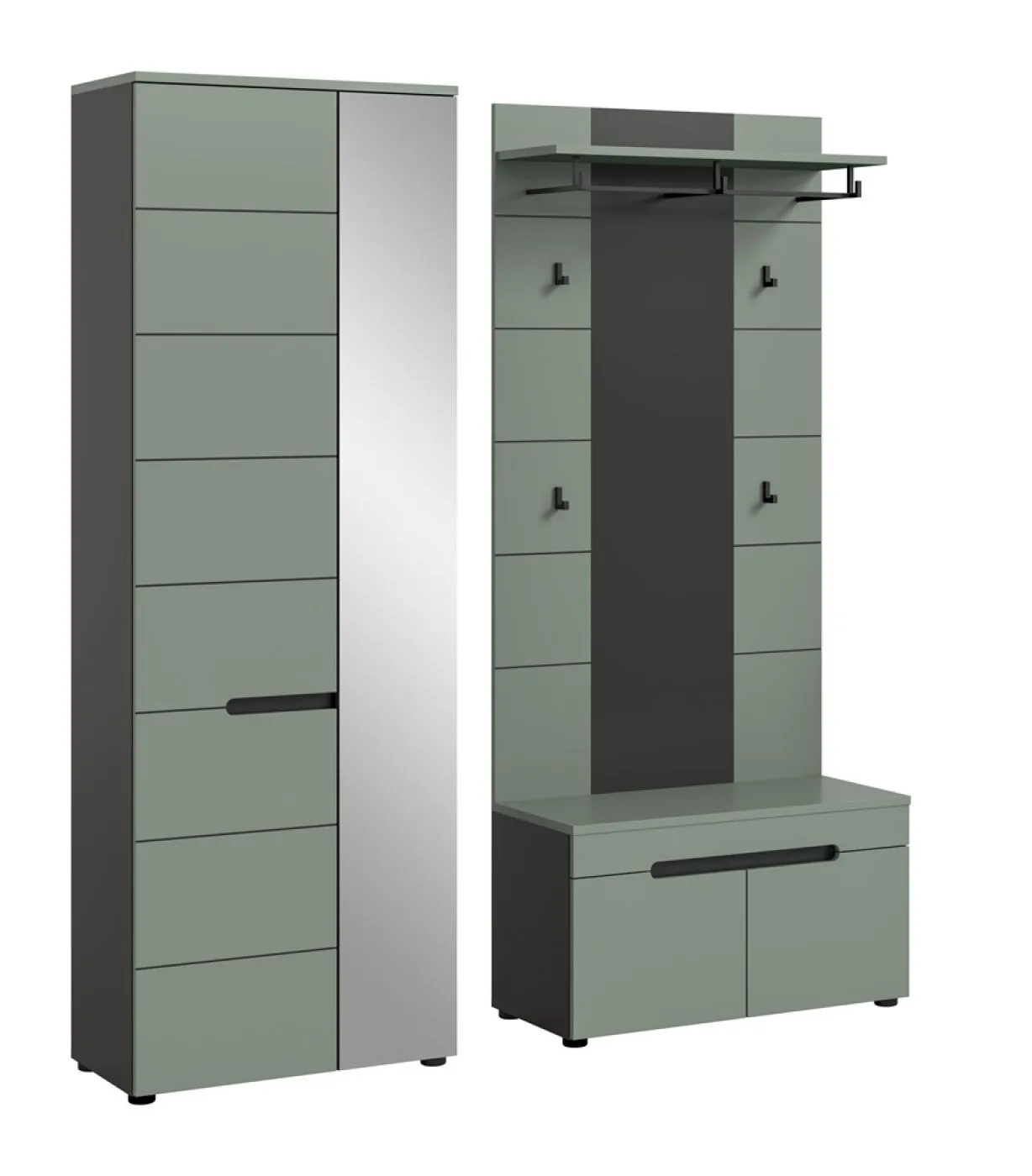 Garderoben-Set Canu 1 | Basalt grau / Smoke Green | 3-teilig
