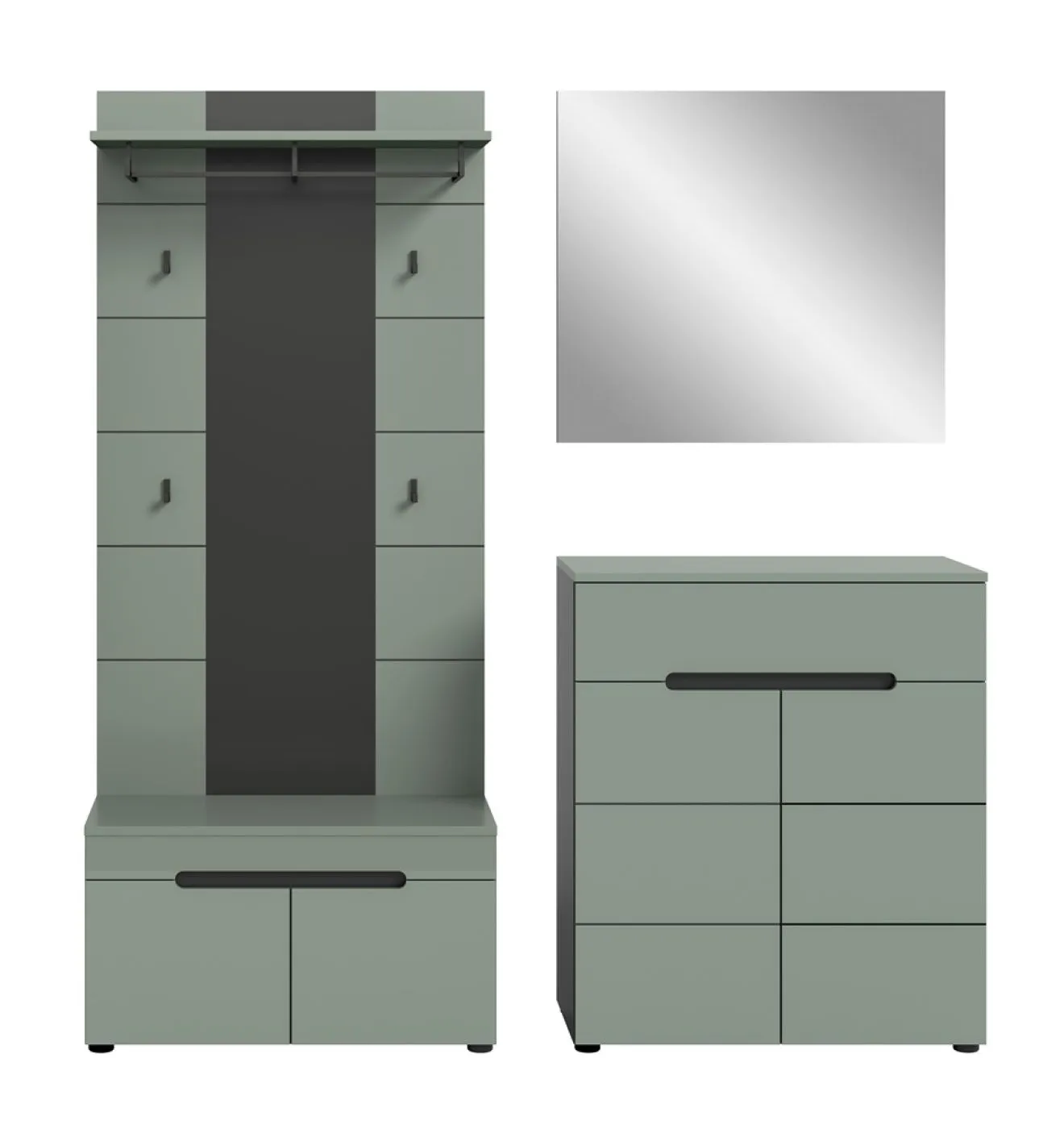 Garderoben-Set Canu 1 | Basalt grau / Smoke Green | 4-teilig