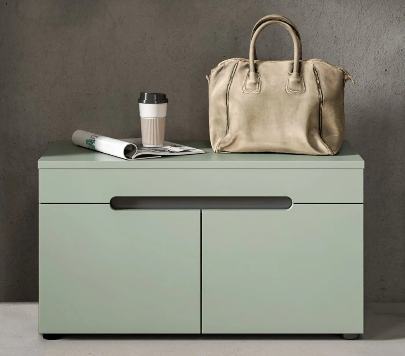 Garderoben-Set Canu 1 | Basalt grau / Smoke Green | 5-teilig mit Kissen
