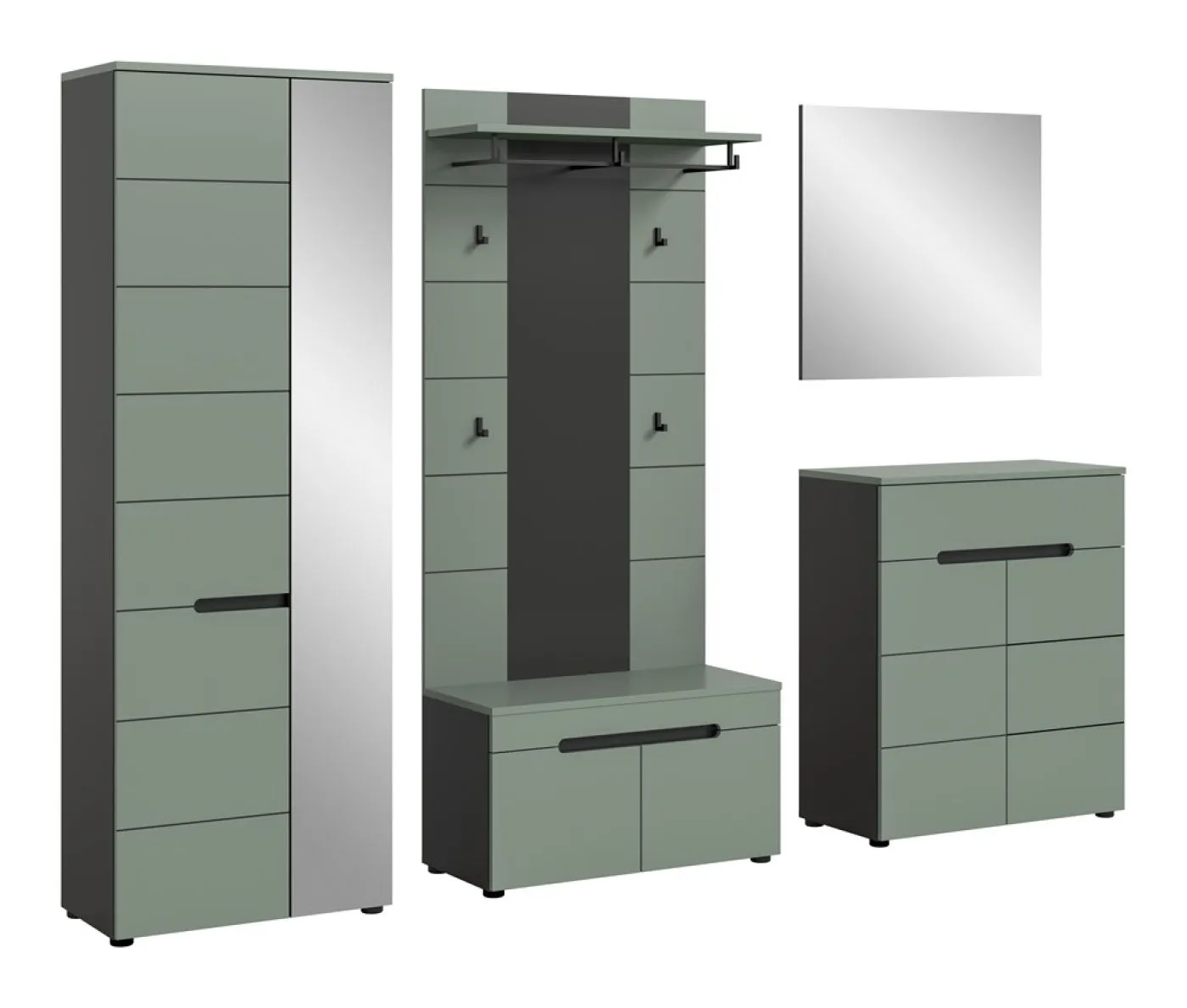 Garderoben-Set Canu 1 | Basalt grau / Smoke Green | 5-teilig