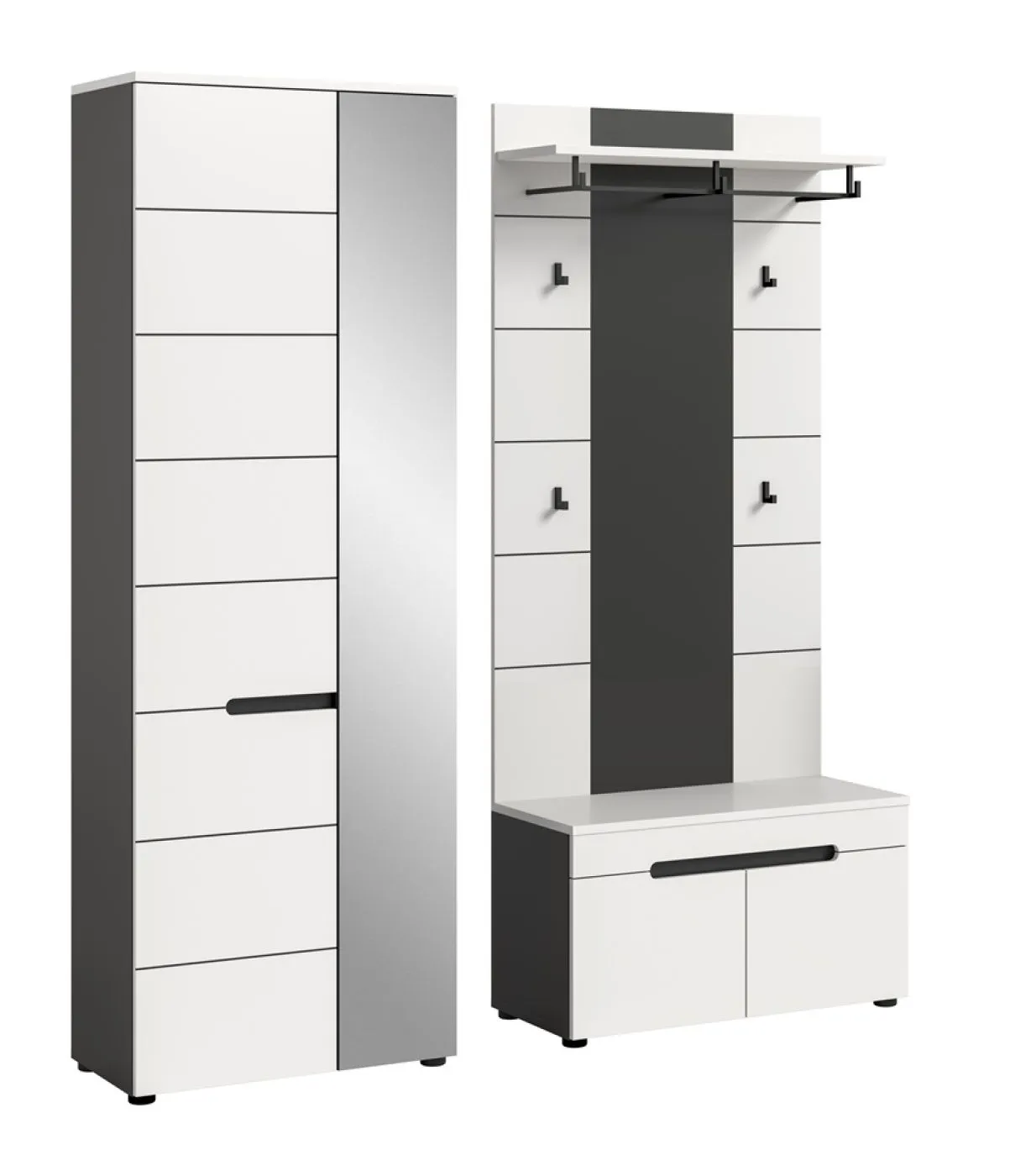 Garderoben-Set Canu 1 | Basalt grau / Weiß | 3-teilig mit Sitzkissen