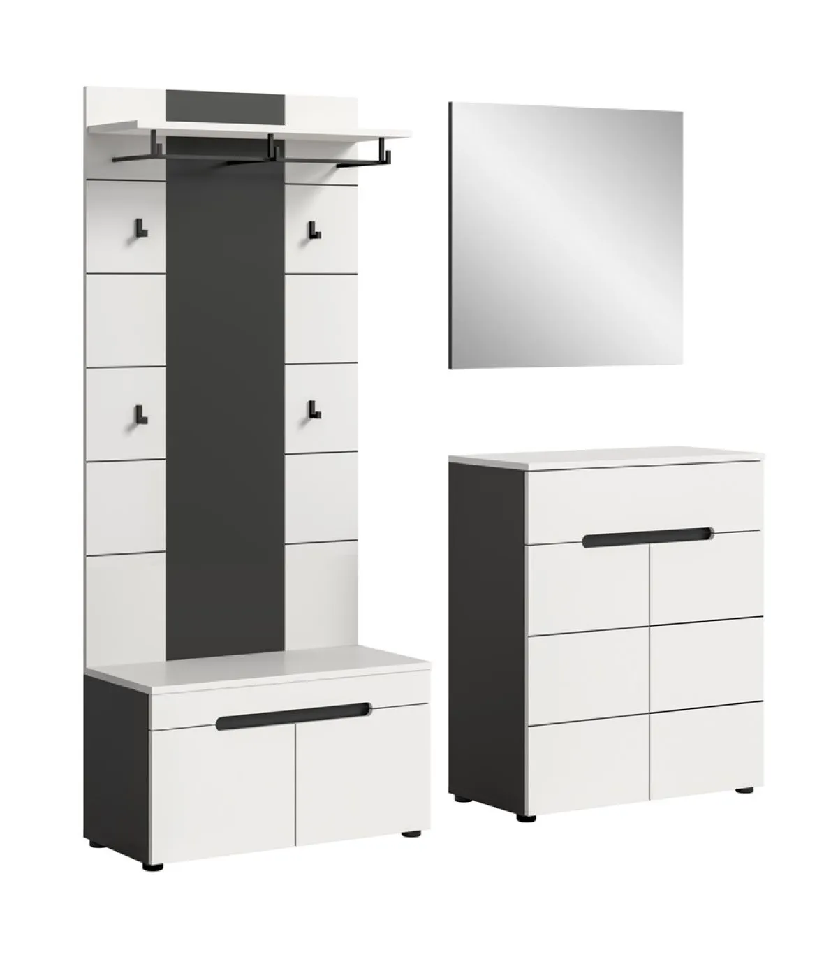 Garderoben-Set Canu 1 | Basalt grau / Weiß | 4-teilig ohne