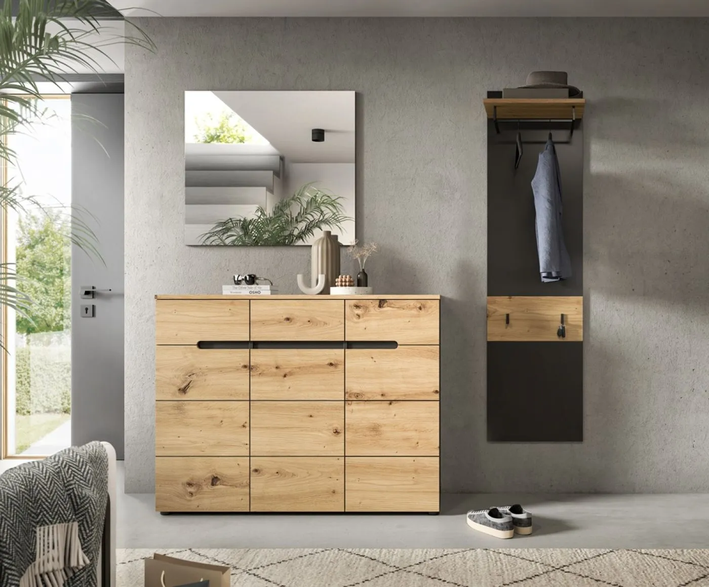 Garderoben-Set Canu 4 | Basalt grau / Artisan | 3-teilig