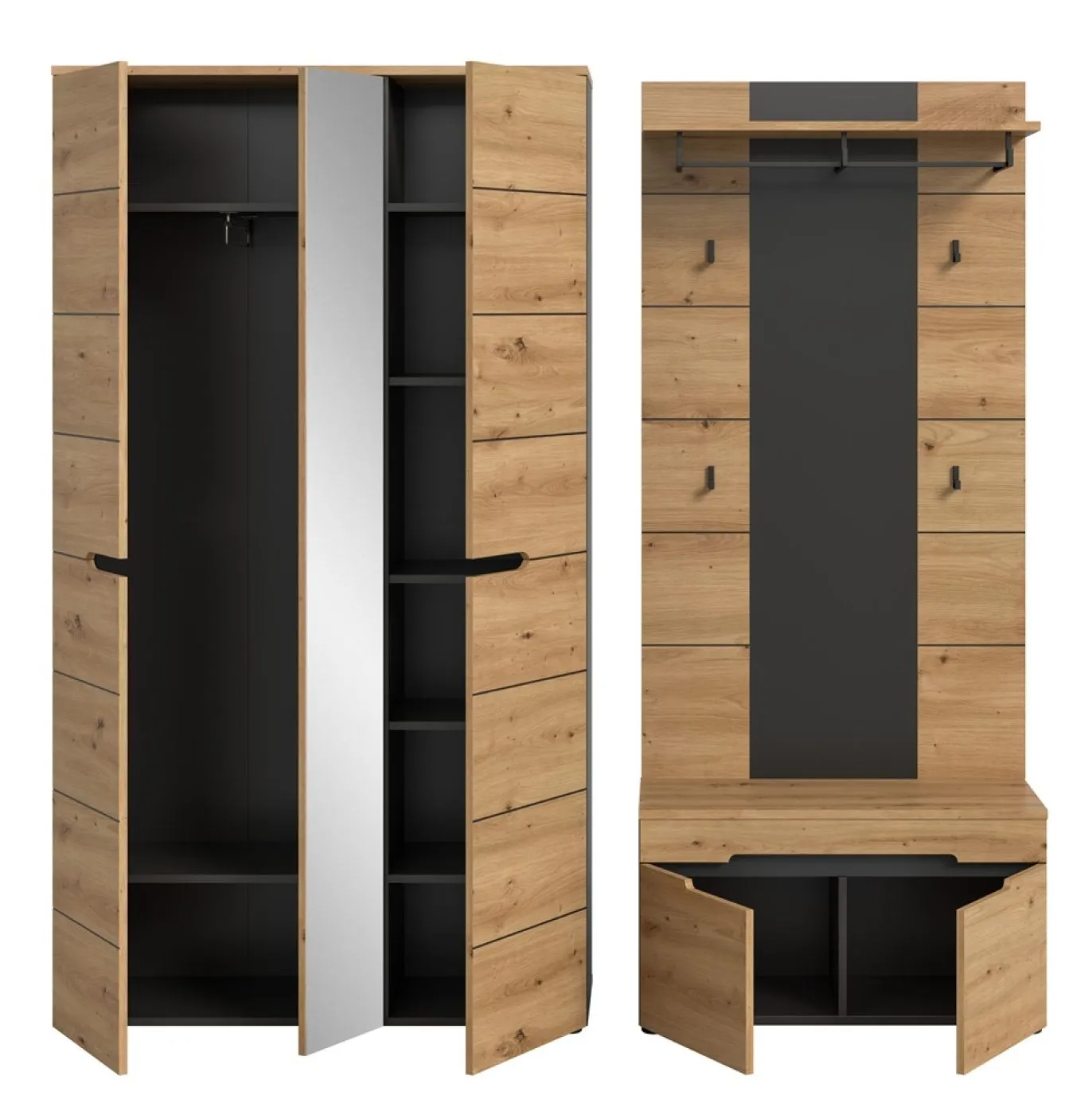 Garderoben-Set Canu 5 | Basalt grau / Artisan | 3-teilig