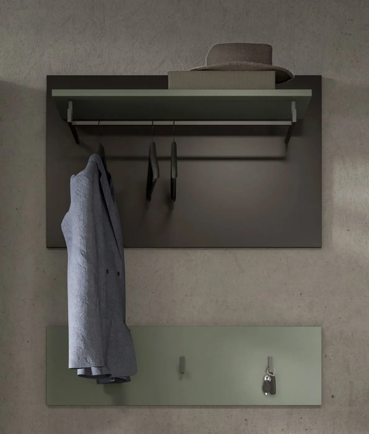 Garderoben-Set Canu | Basalt grau / Smoke Green | 3-teilig