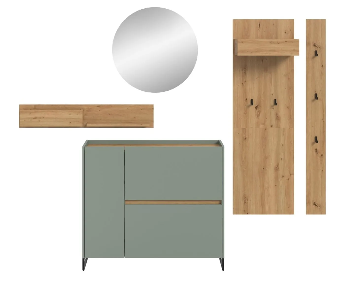 Garderoben-Set Drive 1 | Salbei / Artisan Oak | 5-teilig