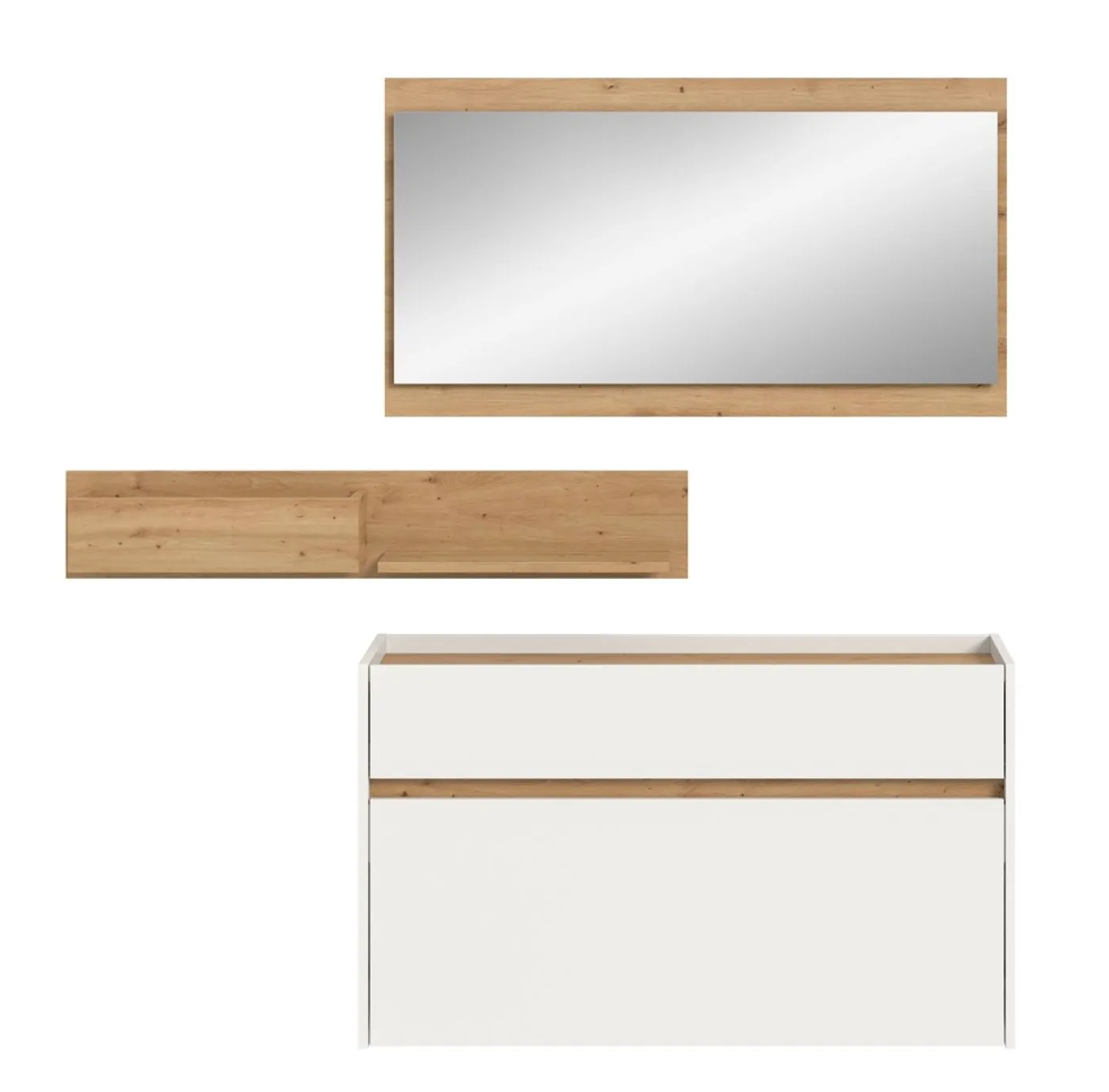 Garderoben-Set Drive 1 | weiß / Artisan Oak | 3-teilig mit Beleuchtung
