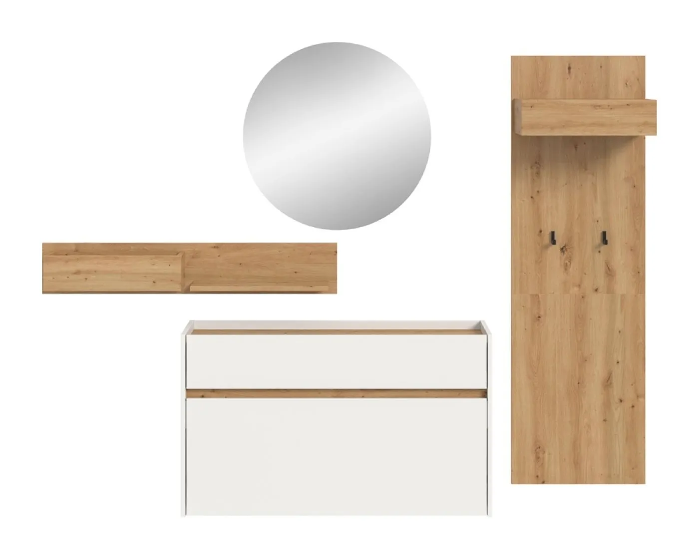 Garderoben-Set Drive 1 | weiß / Artisan Oak | 4-teilig ohne Beleuchtung