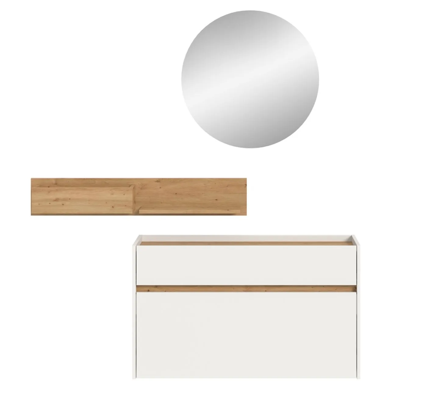 Garderoben-Set Drive 3 | weiß / Artisan Oak | 3-teilig mit Beleuchtung