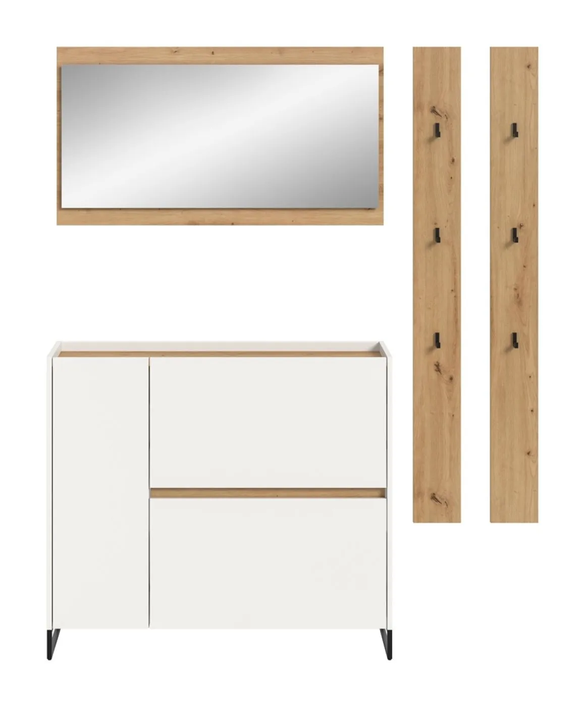 Garderoben-Set Drive 4 | weiß / Artisan Oak | 4-teilig ohne Beleuchtung