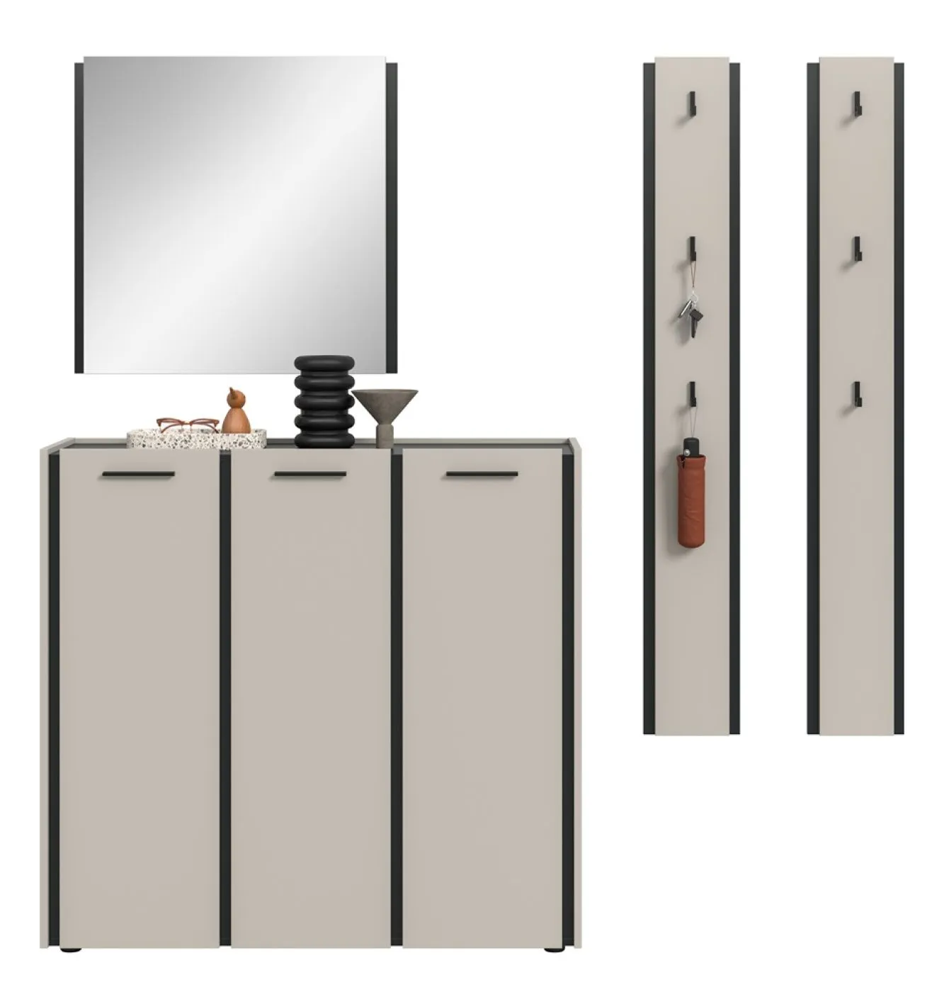 Garderoben-Set Emil 2 | Kaschmir / schwarz | 4-teilig