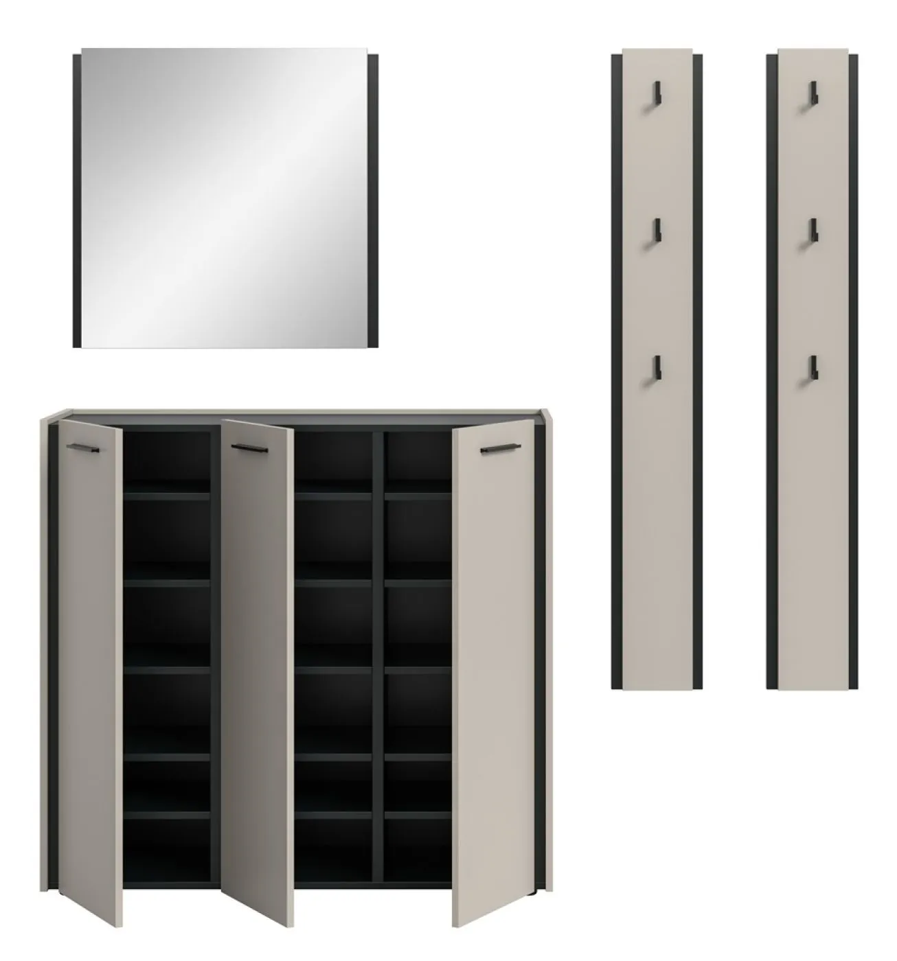 Garderoben-Set Emil 2 | Kaschmir / schwarz | 4-teilig