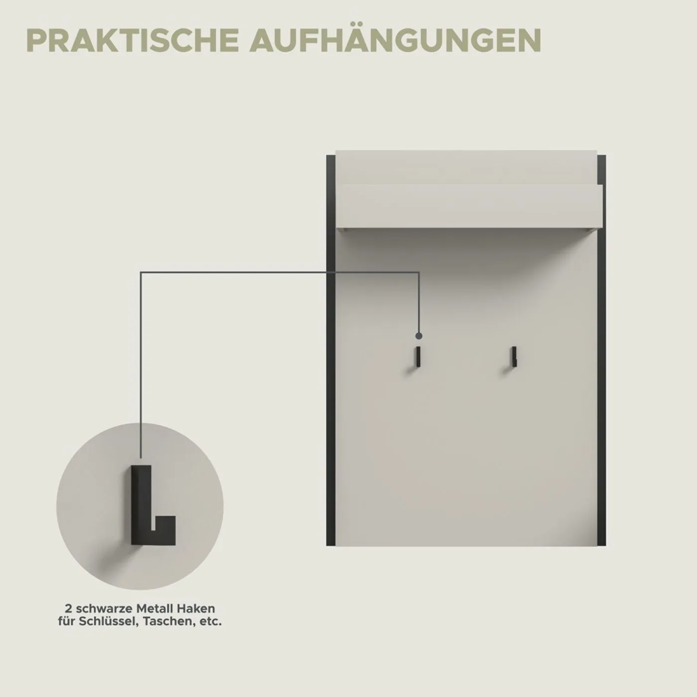Garderoben-Set Emil | Kaschmir / schwarz | 4-teilig