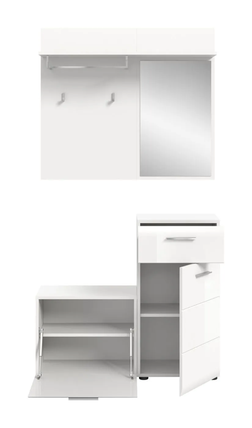 Garderoben-Set Ice | weiß hochglanz | 3-teilig