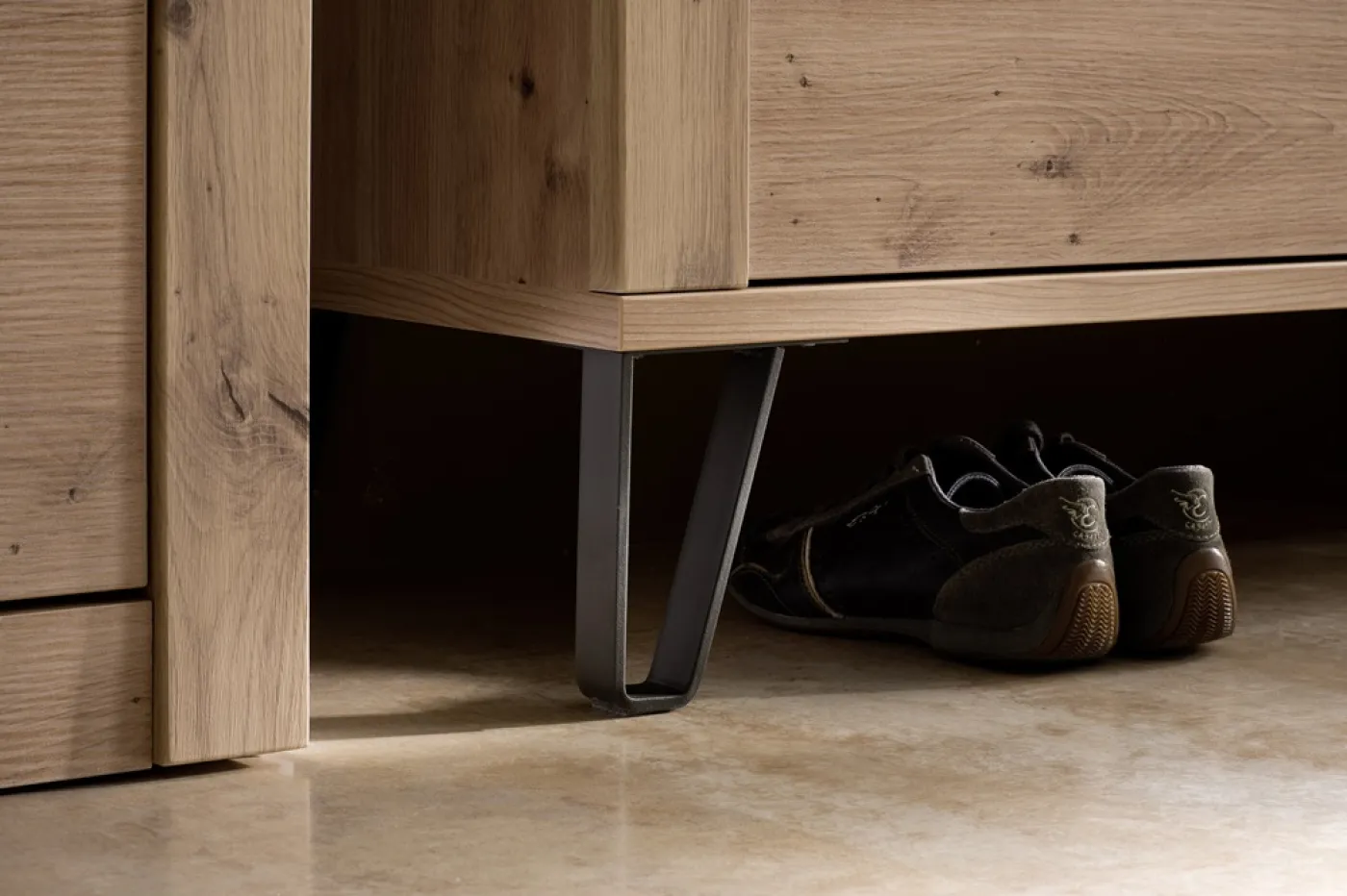 Garderoben Set Incata | Balkeneiche / Oxid grau | 5-teilig ohne Sitzkissen