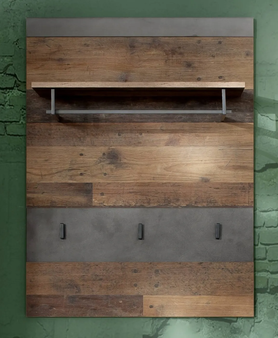 Garderoben-Set Indy 1 | Old Used Wood / Matera grau | 2-teilig | Shabby Look mit Sitzkissen