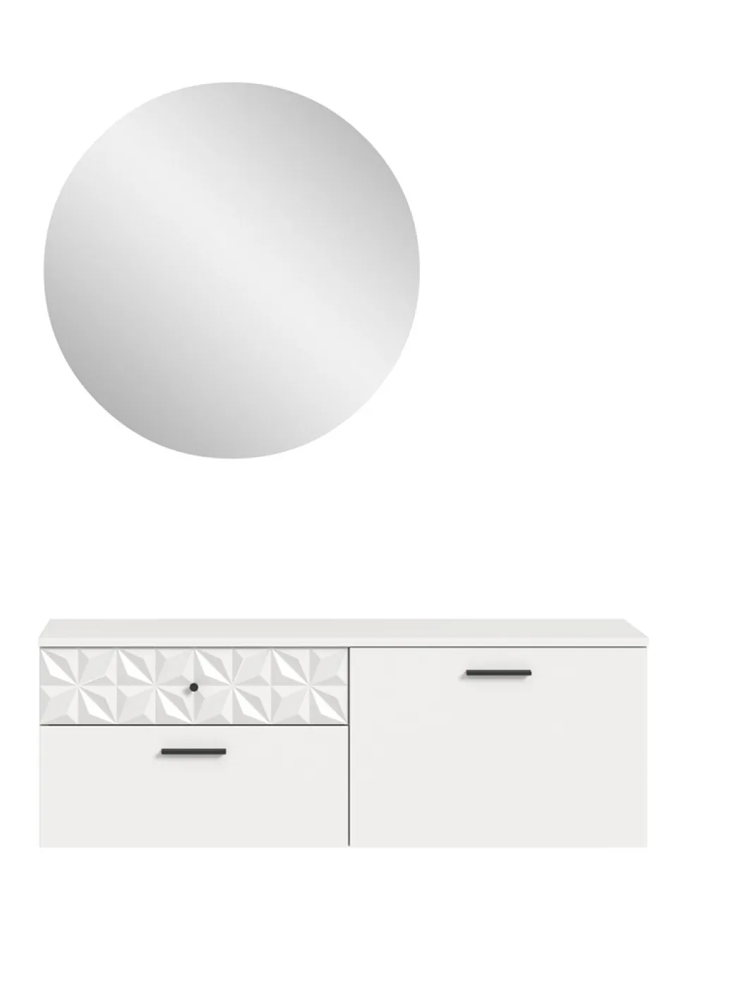Garderoben-Set Prisma | weiß / weiß Hochglanz | 2-teilig | ohne Lichtprofil