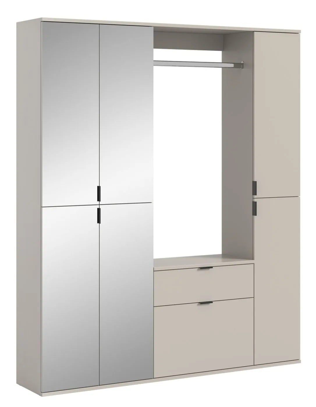 Garderoben Set Projekt X 2 | Kaschmir / Spiegeltüren | 3-teilig