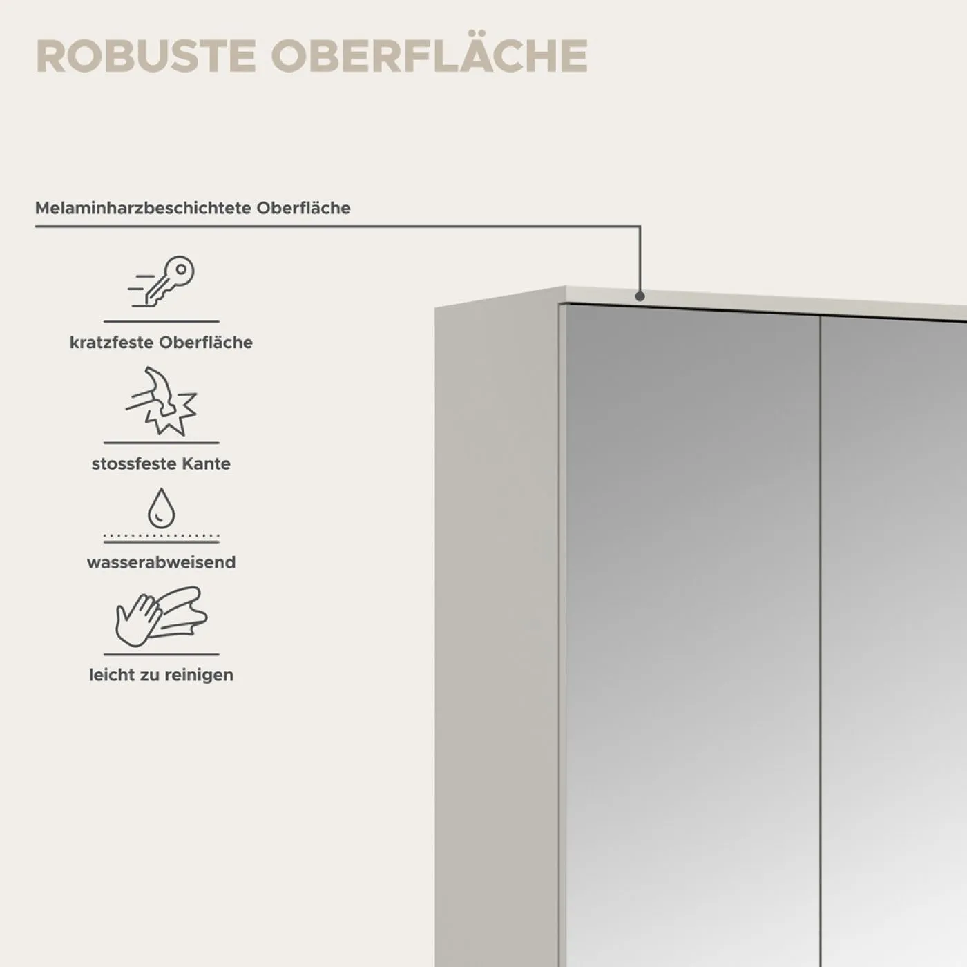 Garderoben Set Projekt X 2 | Kaschmir / Spiegeltüren | 3-teilig