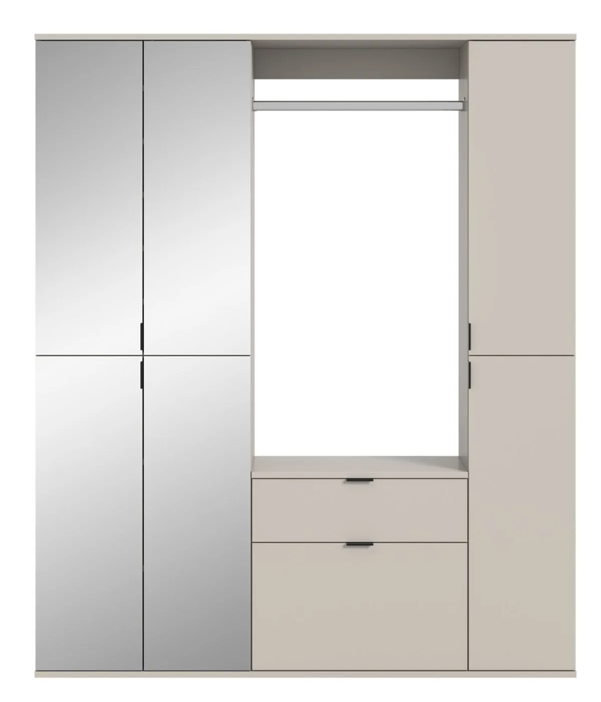 Garderoben Set Projekt X 2 | Kaschmir / Spiegeltüren | 3-teilig