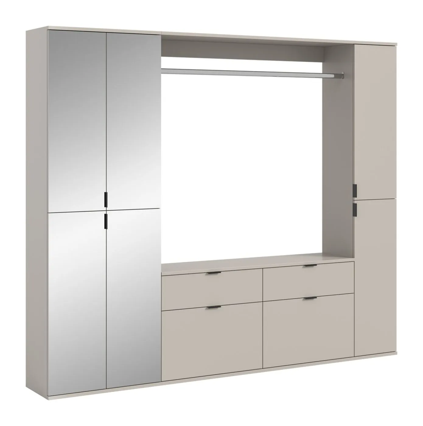 Garderoben Set Projekt X 3 | Kaschmir / Spiegeltüren | 3-teilig
