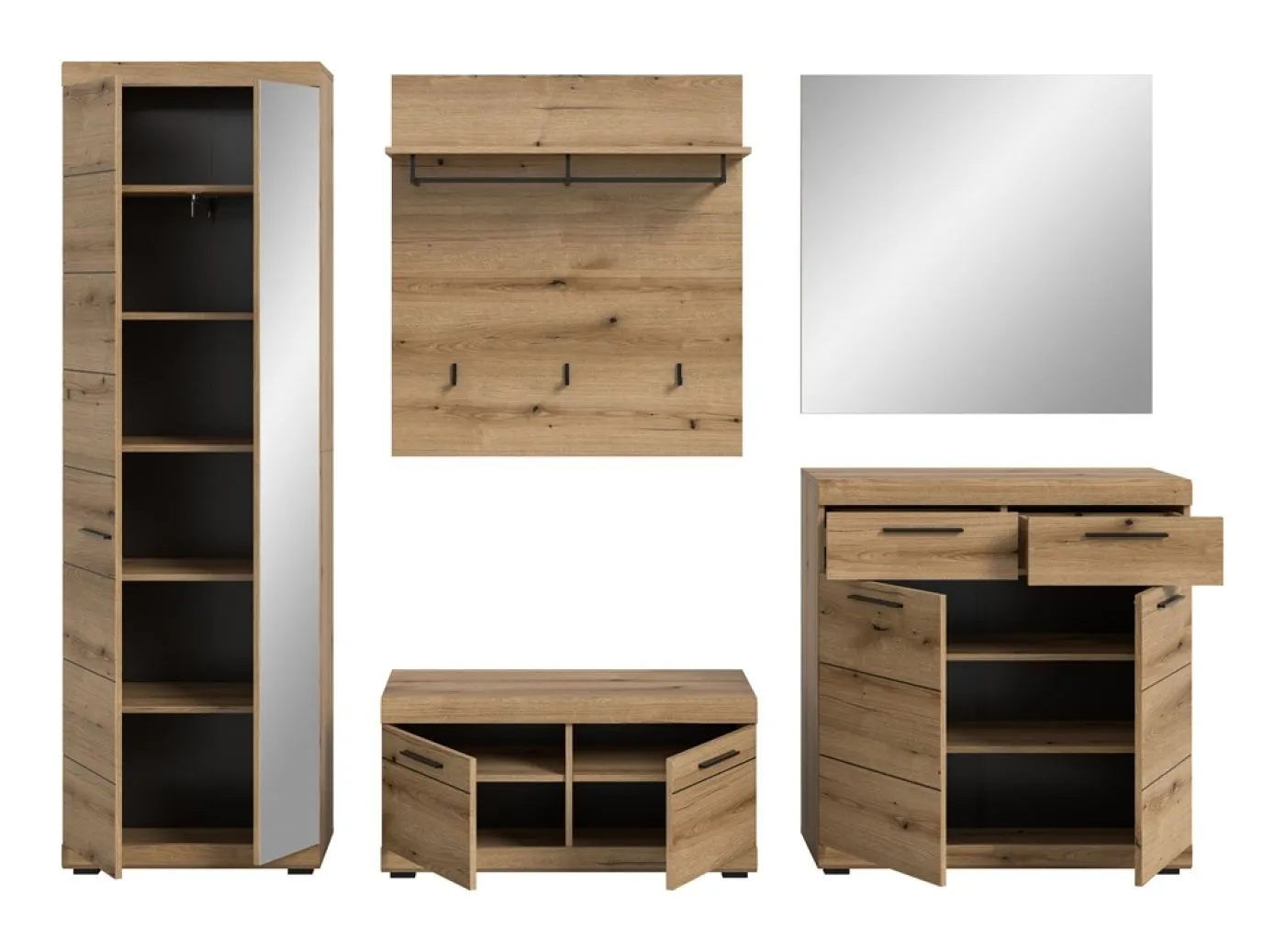 Garderoben-Set Scout | Evoke Oak | 5-teilig