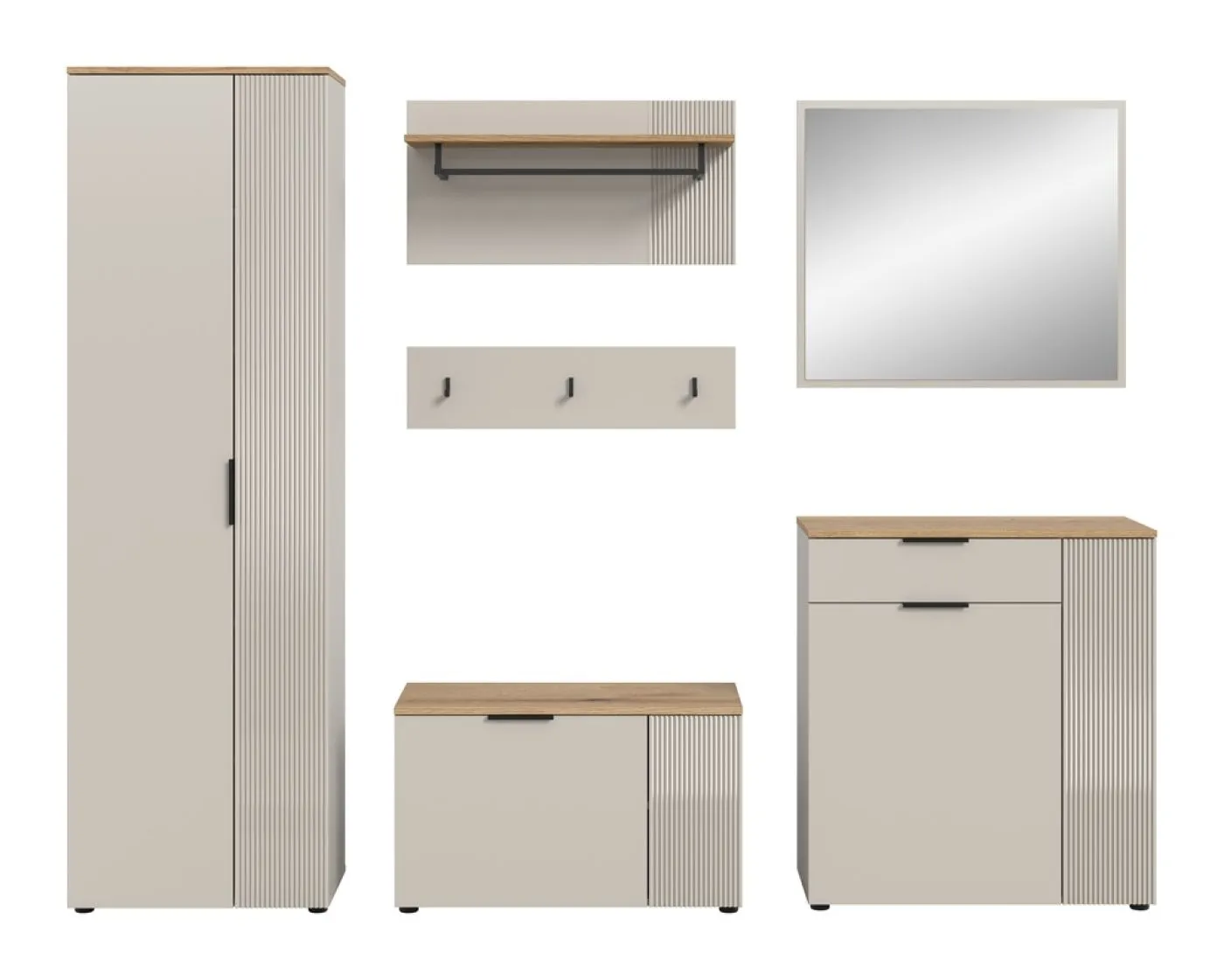 Garderoben-Set Slide | Kaschmir / Evoke Oak | 5-teilig