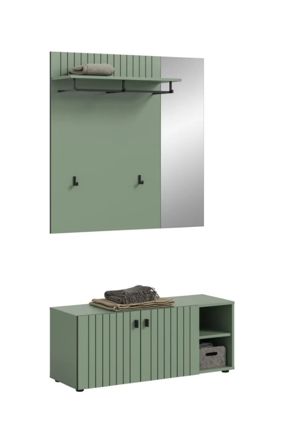 Garderoben-Set Station 3 | Smoke Green | 2-teilig | mit Sitzkissen