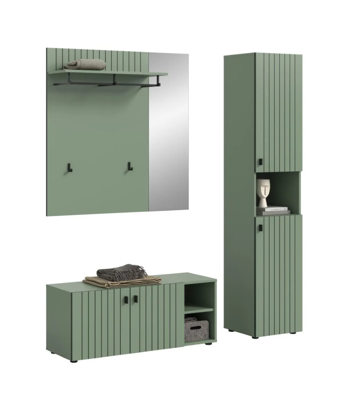 Garderoben-Set Station | Smoke Green | 3-teilig | optionaler Sitzkissen