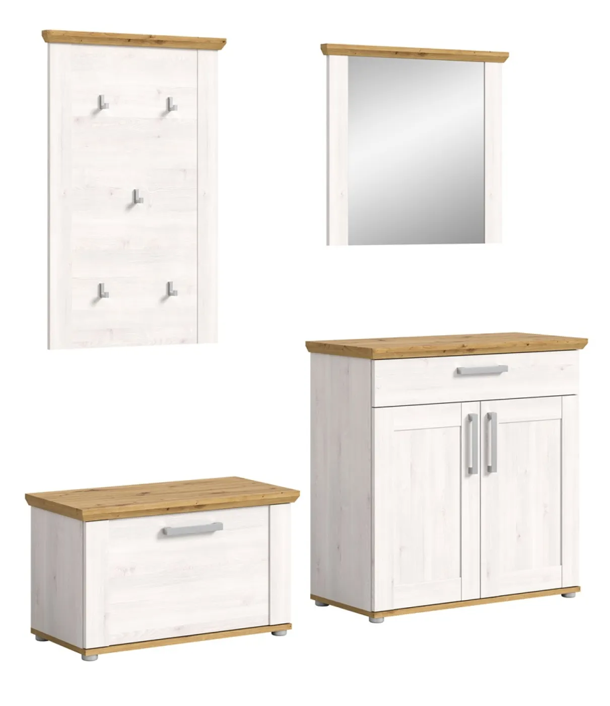 Garderoben-Set Verona | Lärche Sibiu / Eiche | 4-teilig ohne Kissen
