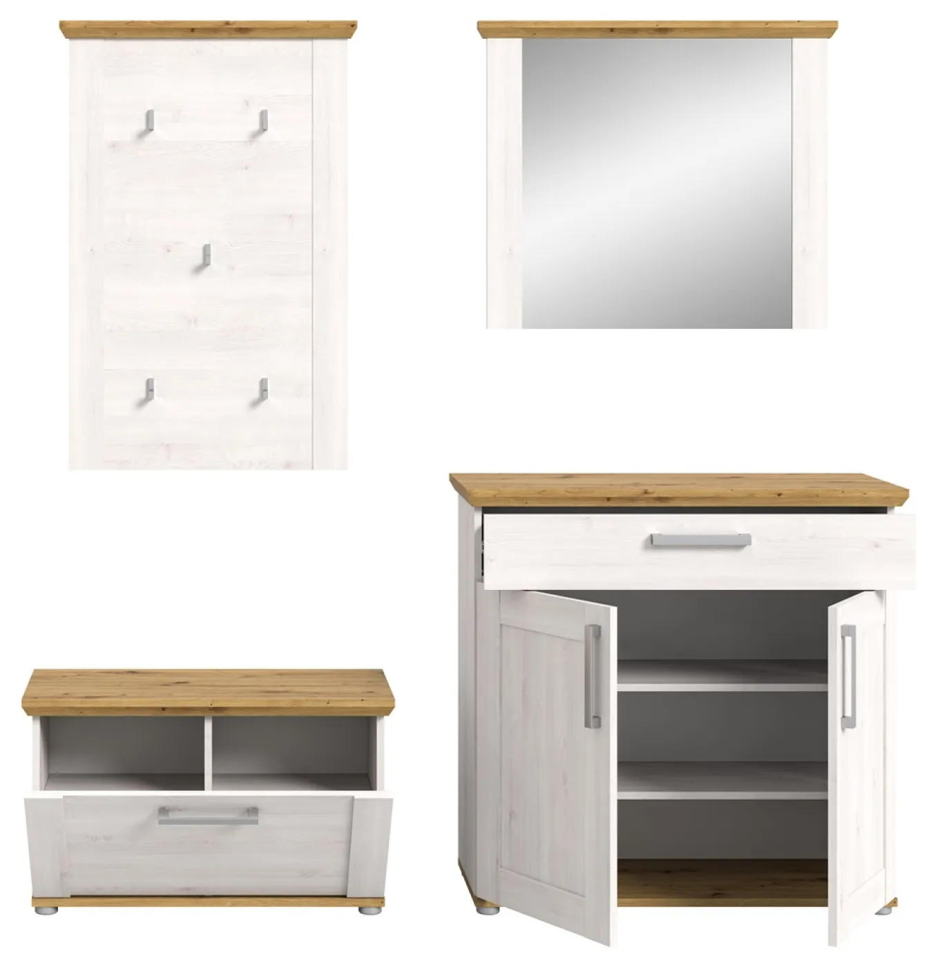 Garderoben-Set Verona | Lärche Sibiu / Eiche | 4-teilig ohne Kissen