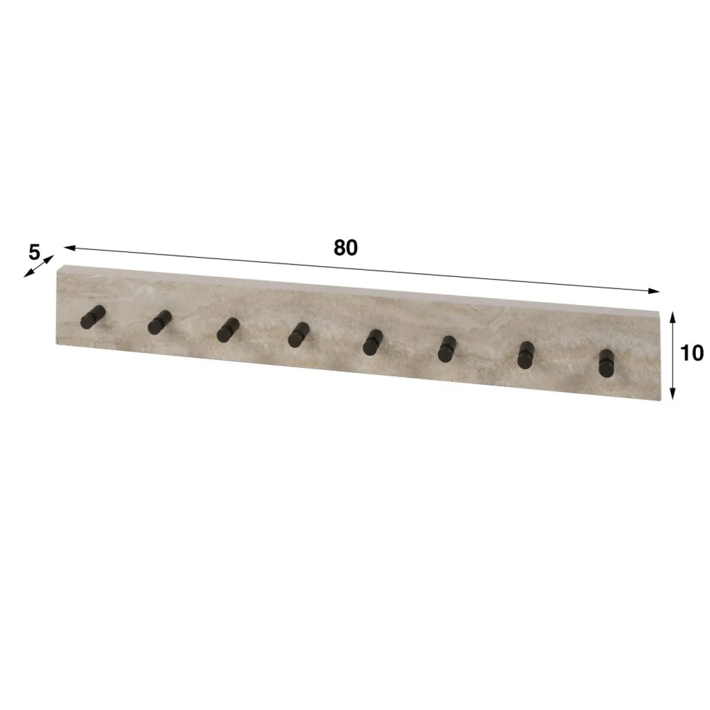 Garderobenpaneel Pula | 8 Haken | Keramik travertin
