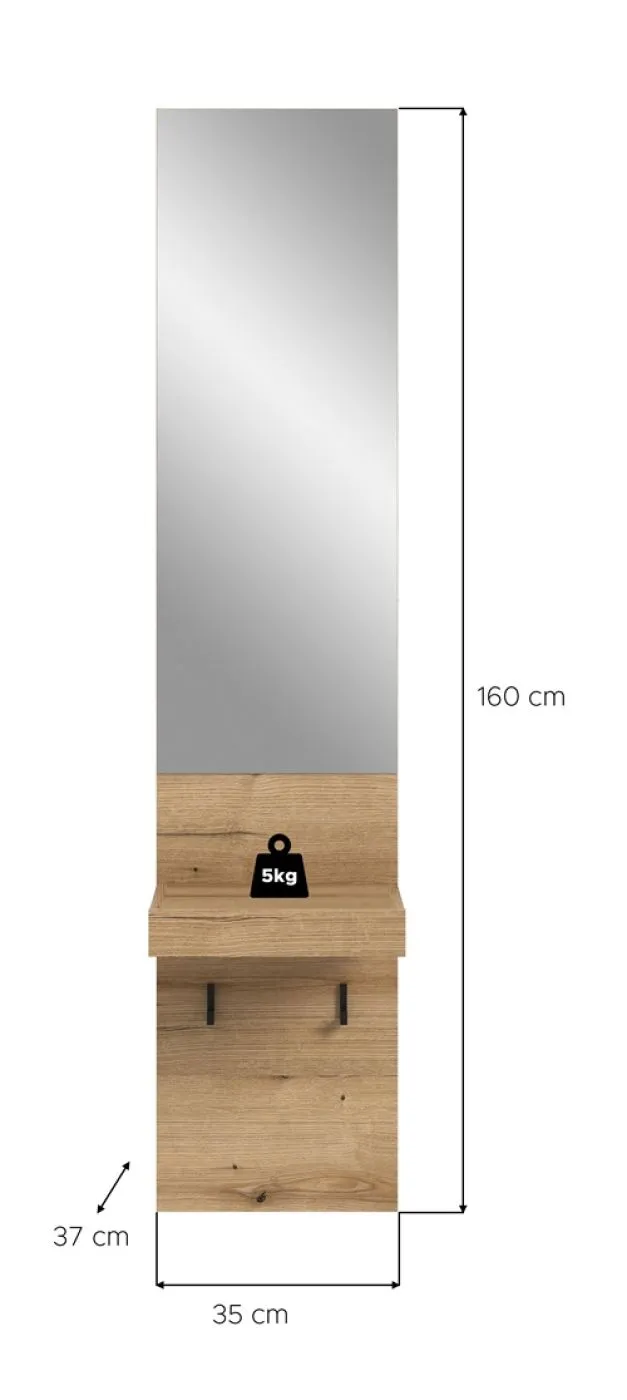 Garderobenpaneel Spiegelpaneel Naro | Evoke Oak