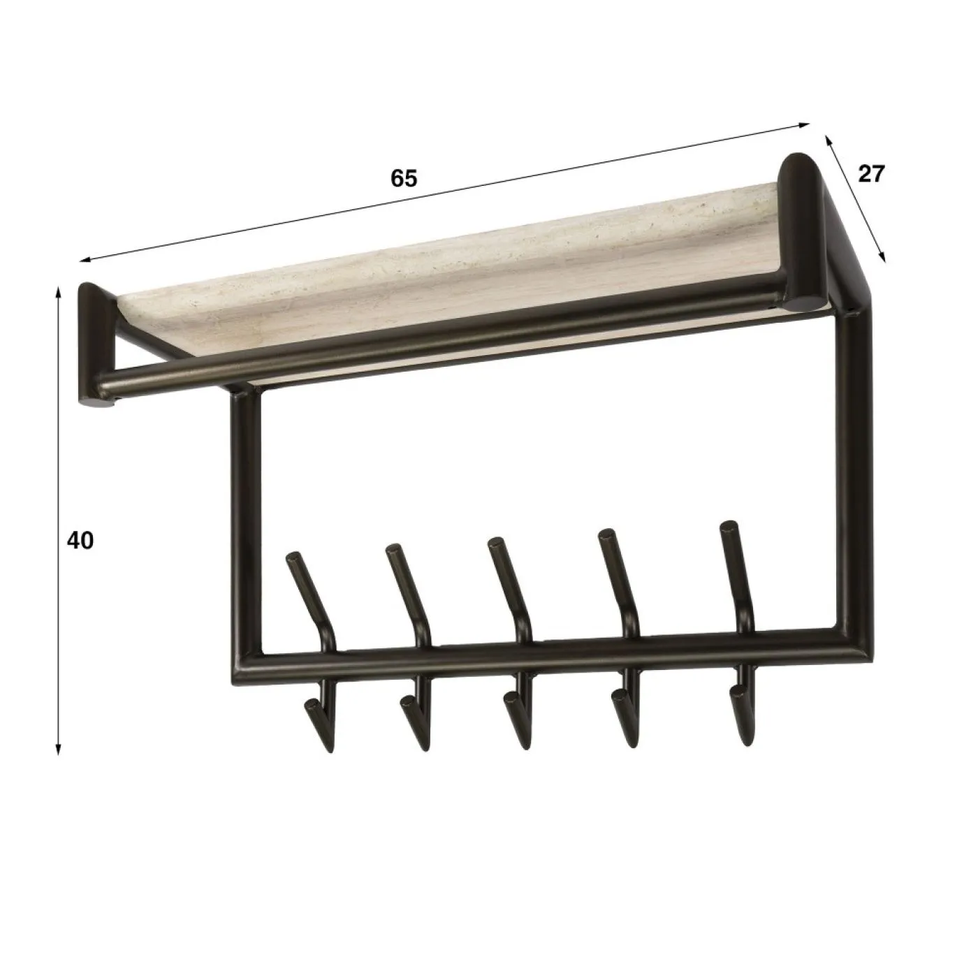 Garderobenpaneel Stamp | 10 Haken | Metall | Bronze / Travertin