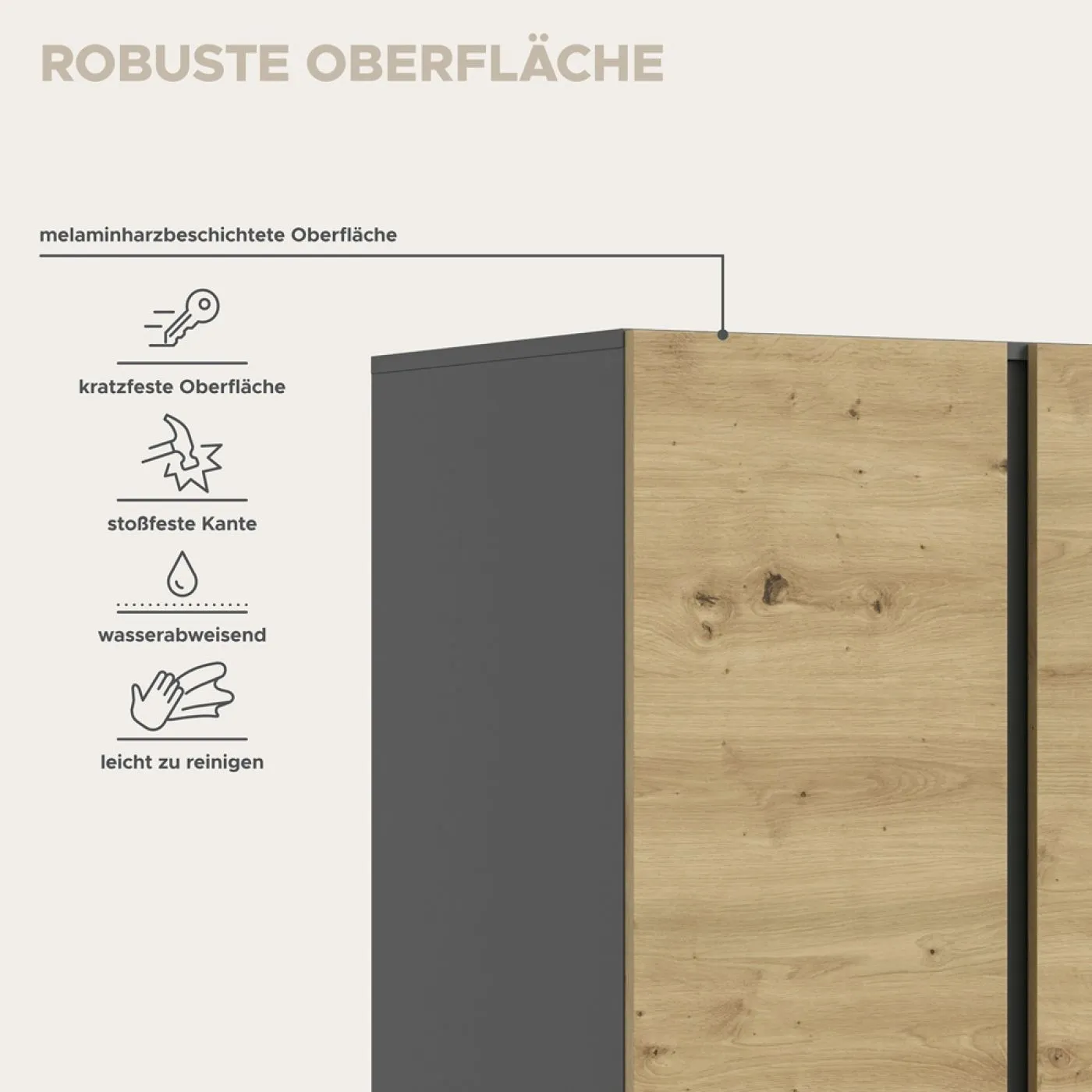 Garderobenschrank Schrank Anga | 2-teilig | Anthrazit / Artisan Eiche