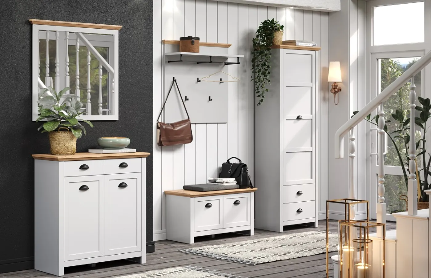 Garderobenschrank Landside | Lichtgrau / Artisan Eiche