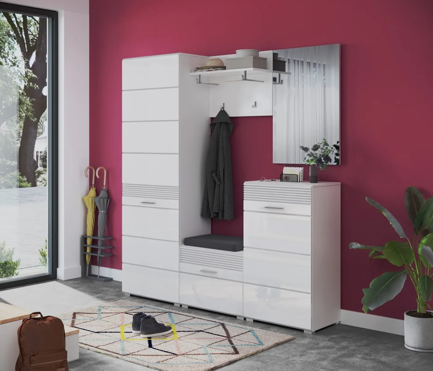 Garderobenschrank Linus | weiß Hochglanz