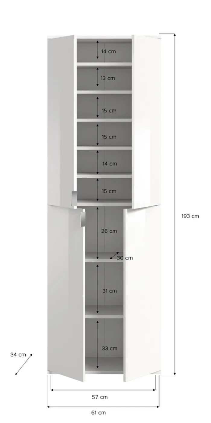 Garderobenschrank Projekt X 2 | Kombination | weiß Hochglanz | Spiegeltüren | 2-teilig