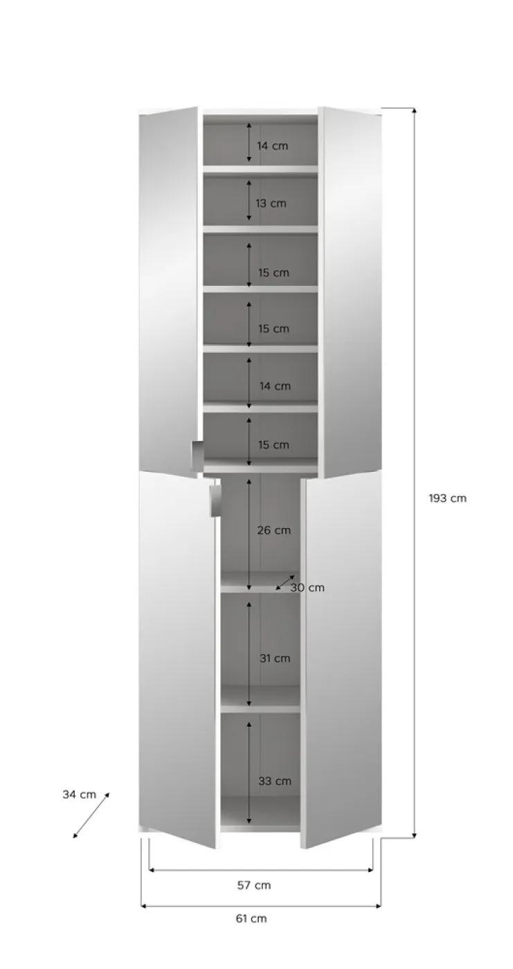 Garderobenschrank Projekt X groß | weiß | Spiegeltüren