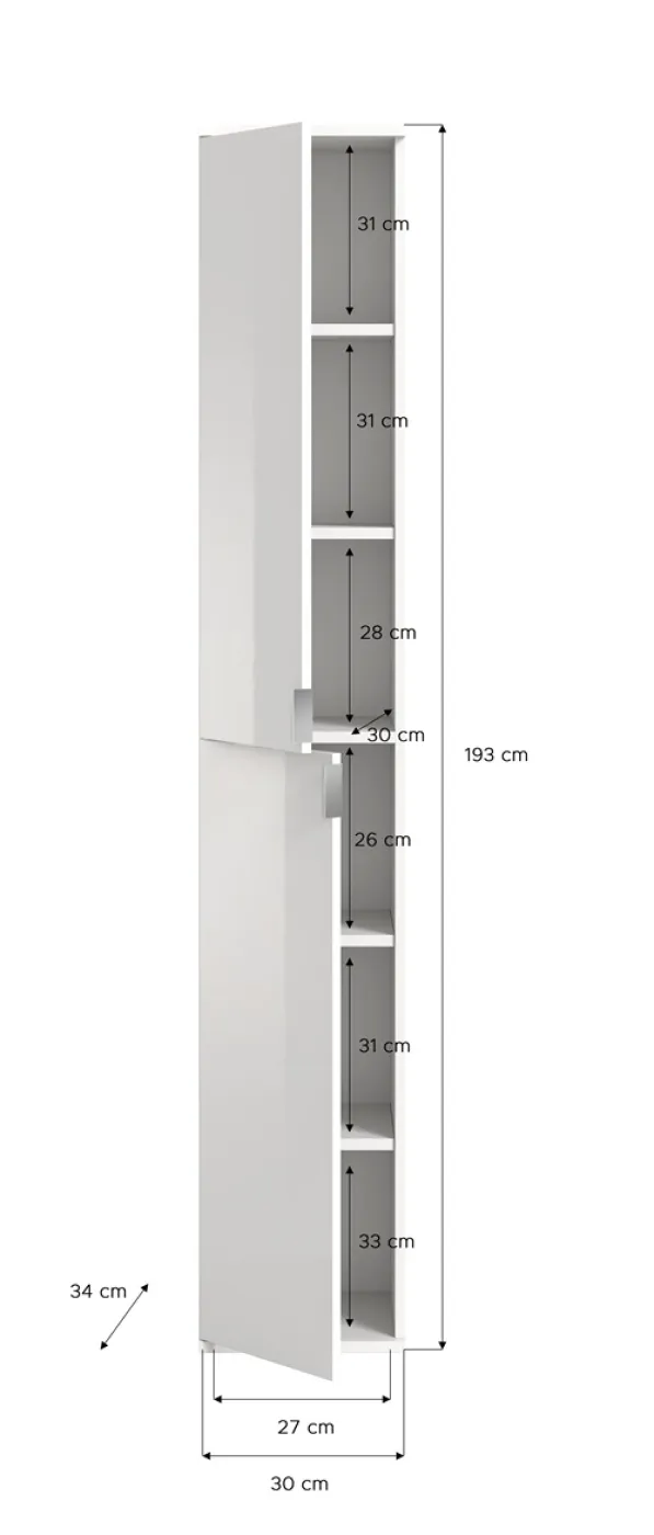 Garderobenschrank Projekt X | weiß Hochglanz