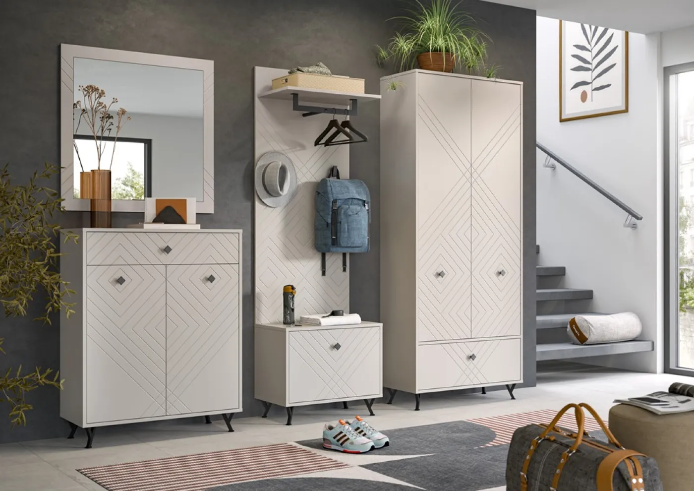 Garderobenspiegel | Wandspiegel Notes | beige matt/sandfarben