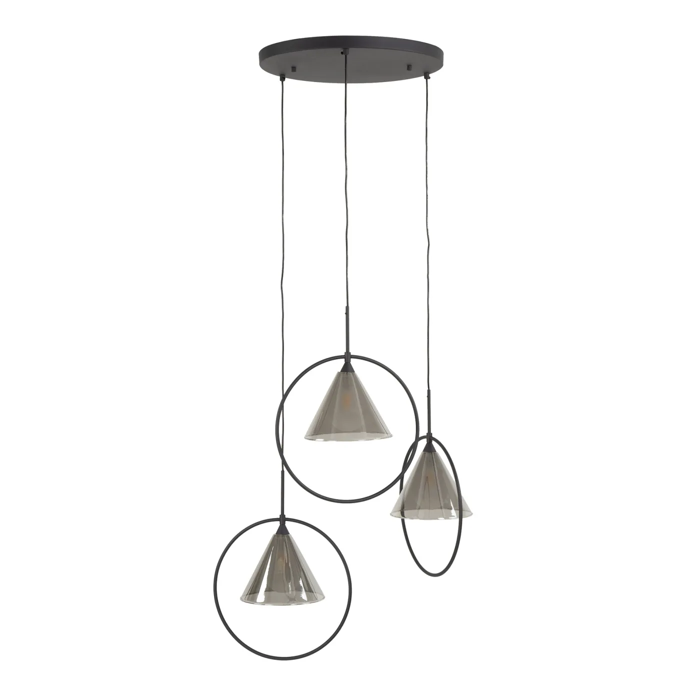 Hängelampe Crux | 3 Leuchten | Rauchglas