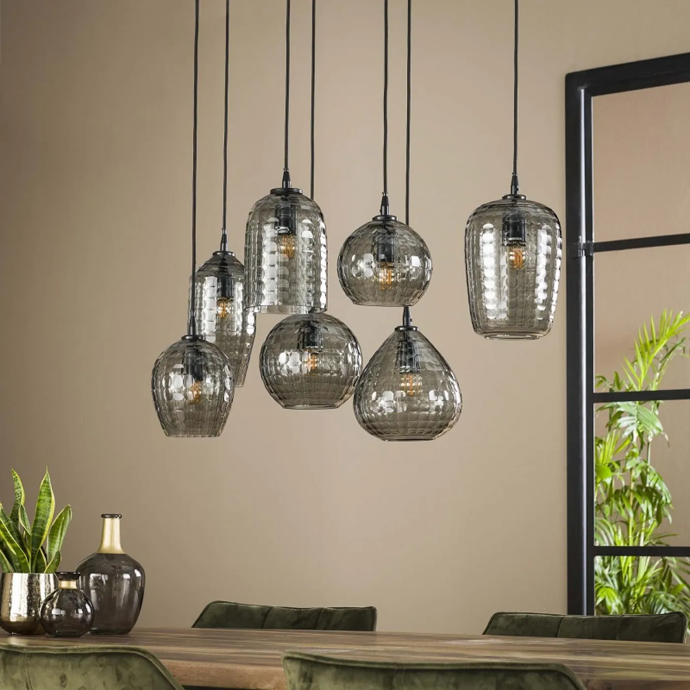 Hängelampe Diona | 7 Leuchten | Smoke grey glass